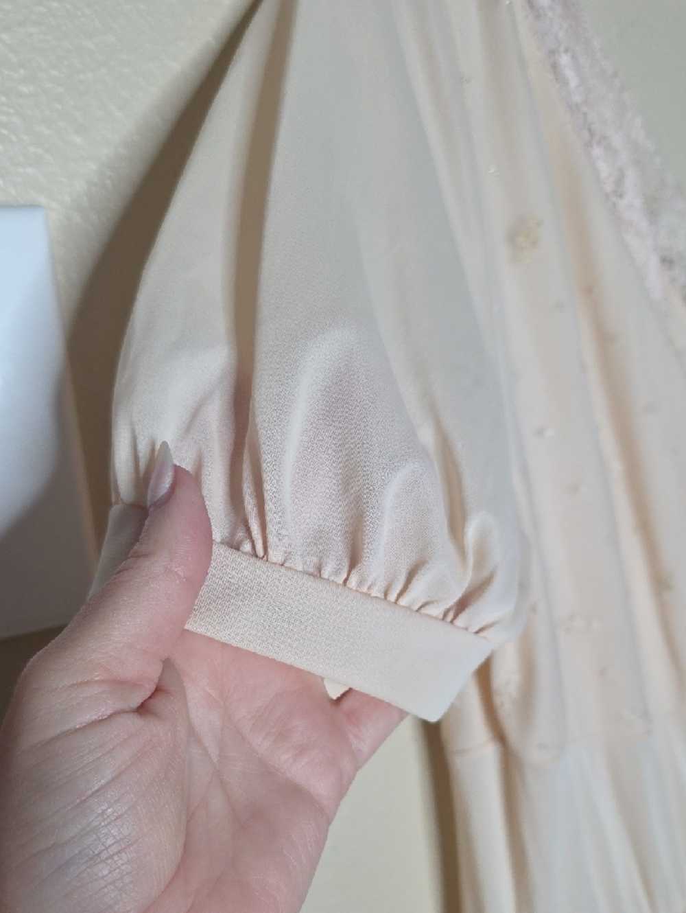 Vintage 1950s Rogers Cream Lace Nylon Tricot Maxi Slip Dress Women's L Prairie - Picture 15 of 17